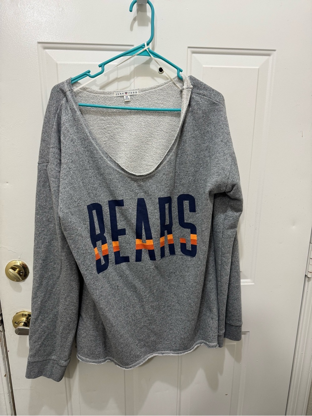Junk Food  'BEARS' slouche Pullover with Navy and Orange Accent